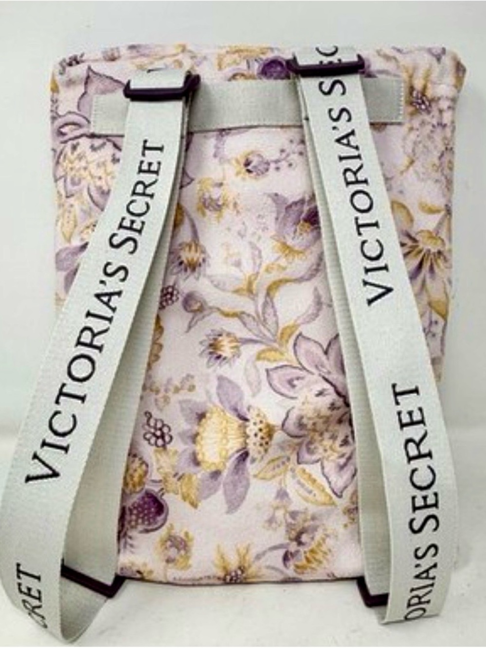 Victoria's Secret Lavender Floral Backpack with Branded Cream Straps - Picture 1 of 3